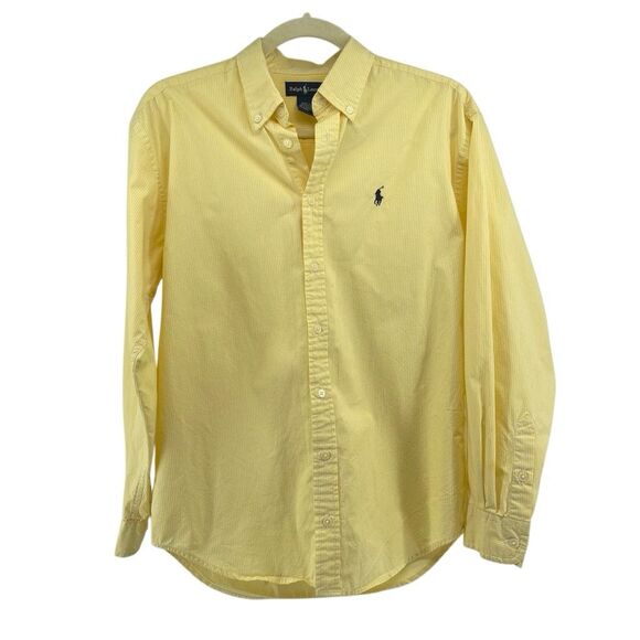 Polo Ralph Lauren Men’s Yellow Gingham Button Down Oxford Shirt Pony Logo Large - Picture 2 of 10